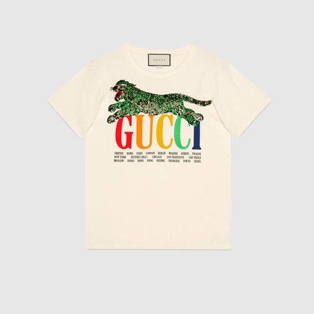Oversize T-shirt with Gucci Cities and tiger