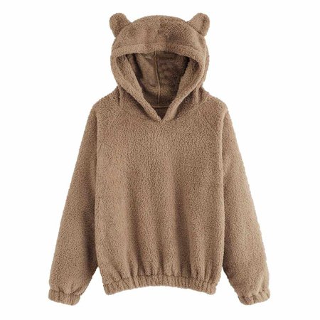 Women Hoodies Sweatshirt Kawaii Fleece Fur Coat 2018 Winter Warm Teddy Bear Ears Soft Jacket Thick coat Hooded Outwears sudadera - AliExpress