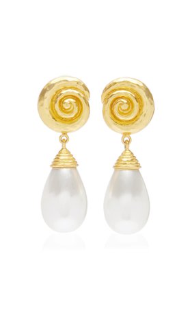 Delia 24k Gold-Plated Brass Pearl Earrings By Valére | Moda Operandi