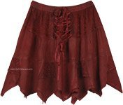 Dark Amber Handkerchief Hem Mid Length Cowgirl Skirt | Bronze | Patchwork, Stonewash, Junior-Petite, Misses, High-Low, Handkerchief, Solid,Western-Skirts