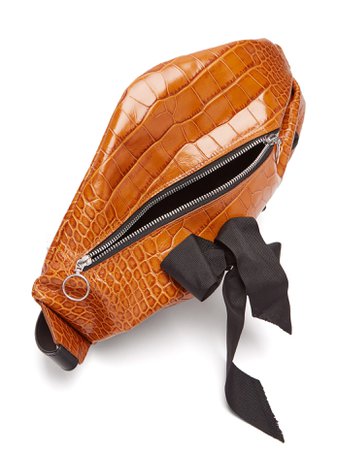 Bow-detailed crocodile-effect leather belt bag | Marques'Almeida | MATCHESFASHION.COM