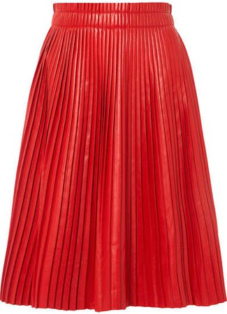 we11done - Pleated Faux Leather Skirt - Red