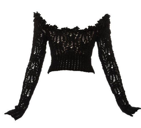 black crochet wool off-shoulder
