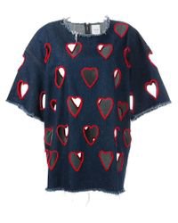 Ashish Cut-out Hearts Denim T-shirt in Blue - Lyst