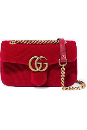 Gucci | GG Marmont mini quilted velvet shoulder bag | NET-A-PORTER.COM