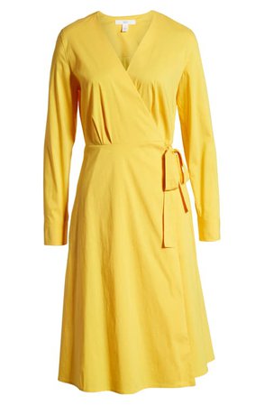 1901 Poplin Long Sleeve Wrap Dress (Regular & Petite) | Nordstrom