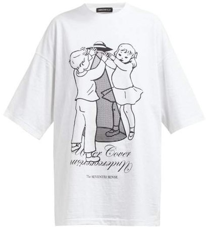 Ufo Print Cotton Jersey T Shirt - Womens - White