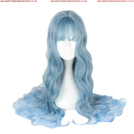 Japanese womens daily air bangs long curly hair sprouting sister ice blue curly pear head big wave wig