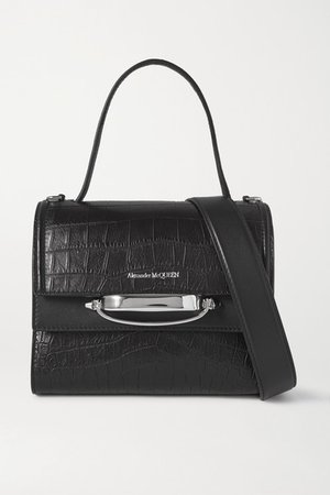 The Story Small Croc-effect Leather Shoulder Bag - Black