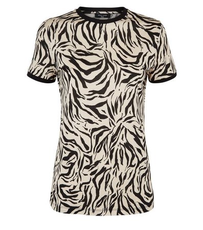 Tall Brown Tiger Print Ringer T-Shirt | New Look