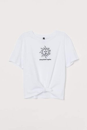 Tie-hem T-shirt - White