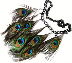 Giant Peacock Feather Bib Necklace