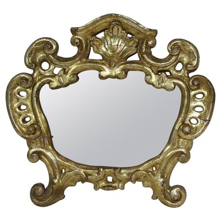 Small French 18th Century Baroque Giltwood Mirror For Sale at 1stDibs