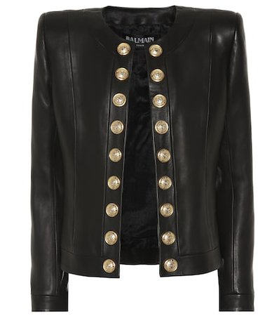 Embellished leather jacket