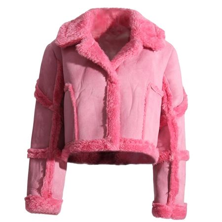 Fur Lined Shearling Jacket, Pink | AMAANALUX | Wolf & Badger