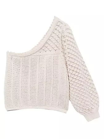 Mango One-Shoulder Crochet-Knit Sweater Top