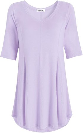 Amazon.com: Esenchel Women's V Neck A Line Tunic Shirt High Low Blouse Top L Lavender: Clothing