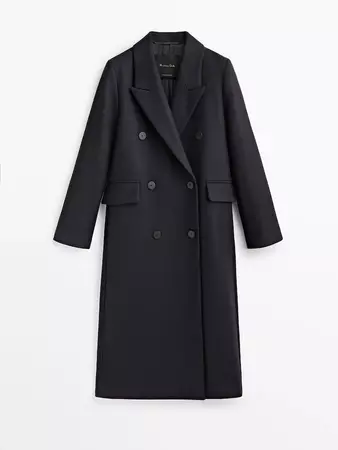 Long wool blend double-breasted coat - Massimo Dutti USA