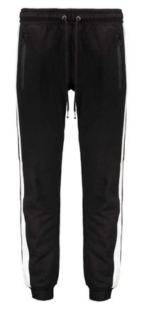 Black joggers with white stripe
