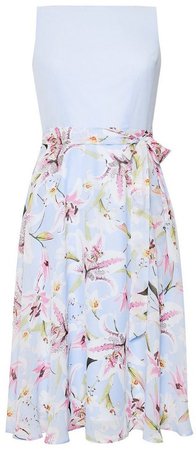 **Billie & Blossom Petite Blue Lily Floral Print Midi Dress