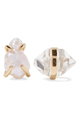 Melissa Joy Manning | 14-karat gold, Herkimer diamond and pearl earrings | NET-A-PORTER.COM