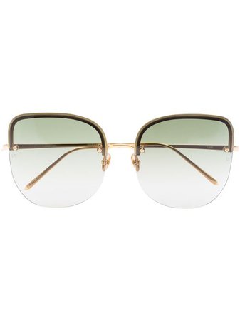 Shop green & gold Linda Farrow 18kt gold-plated Loni sunglasses with Express Delivery - Farfetch