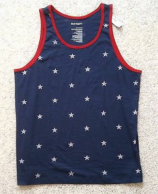 new AMERICAN FLAG STARS TANK TOP Navy-Blue Red Gray/Off-White Usa ADULT MENS XL | eBay