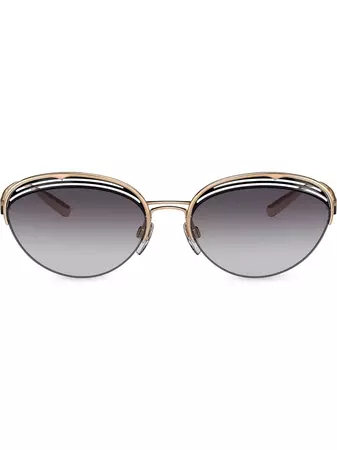 Shop Bvlgari B.retrovibe Half Rim Oval sunglasses with Express Delivery - FARFETCH