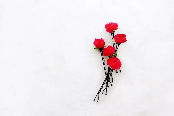 Red Rose Hair Pins, Paper Flower Bobby Pin Set, Cute Hair Clips, Rusti – PiggleAndPop
