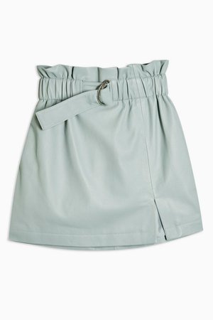 Blue Leather Paperbag Mini Skirt | Topshop