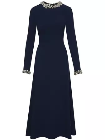 Oscar De La Renta crystal-embellished Wool Maxi Dress - Farfetch