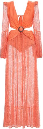 PatBO Long Sleeve Netted Beach Dress Size: S