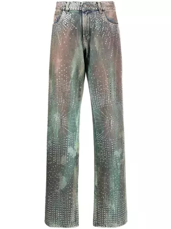 The Attico Panya Crystal Embellished Jeans - Farfetch