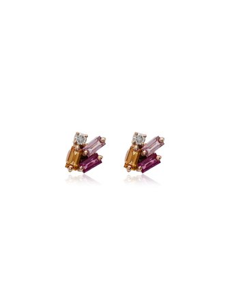 Suzanne Kalan Rainbow Sapphire Diamond Earrings BAE387ARG Gold| Farfetch