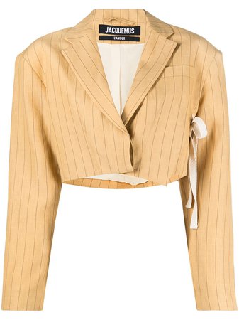 Shop yellow Jacquemus La veste Santon cropped suit jacket with Express Delivery - Farfetch