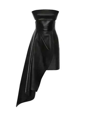 Shop Alexander McQueen Strapless Draped Leather Minidress | Saks Fifth Avenue