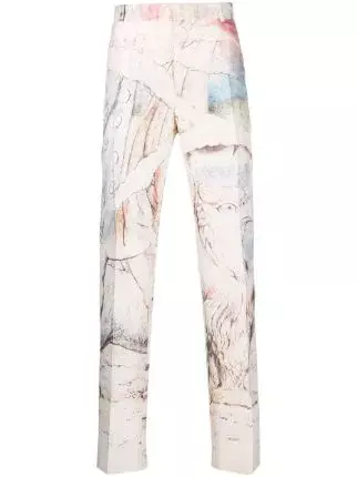 Shop Alexander McQueen William Blake Dante print trousers