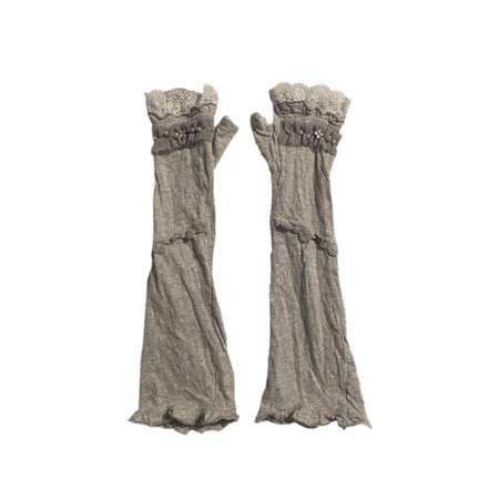 axes femme gray lace fingerless gloves/arm warmers