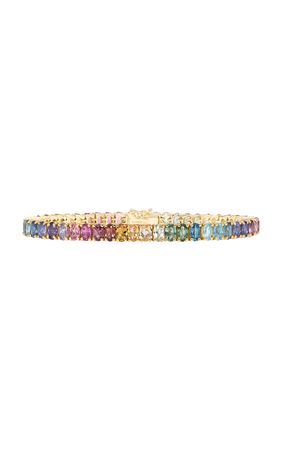 18k Yellow Gold Oval Riviera Rainbow Bracelet By Sauer | Moda Operandi