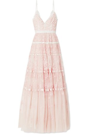 Needle & Thread | Satin-trimmed embroidered tulle gown | NET-A-PORTER.COM