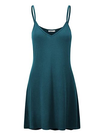 Lock and Love Women's V Neck Spaghetti Strap Cami Tunic Short Slip Dress - Made in USA at Amazon Women’s Clothing store