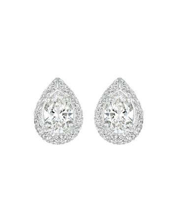 Eclat Jewels 18k White Gold Pear-Shaped Diamond Earrings | Neiman Marcus