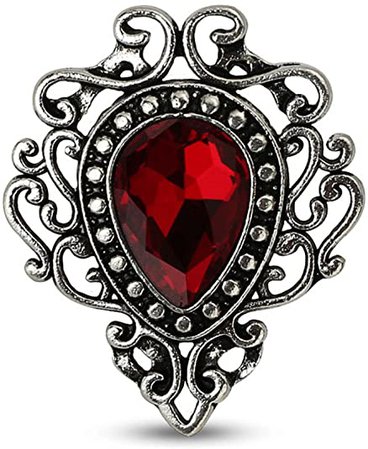 Amazon.com: MINGHUA Retro Hollow Flower Waterdrop Gemstone Brooch for Women (Red): Jewelry