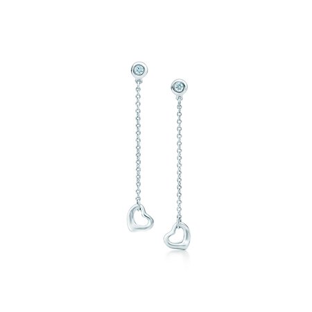 Elsa Peretti® Diamonds by the Yard® Open Heart earrings in sterling silver. | Tiffany & Co.