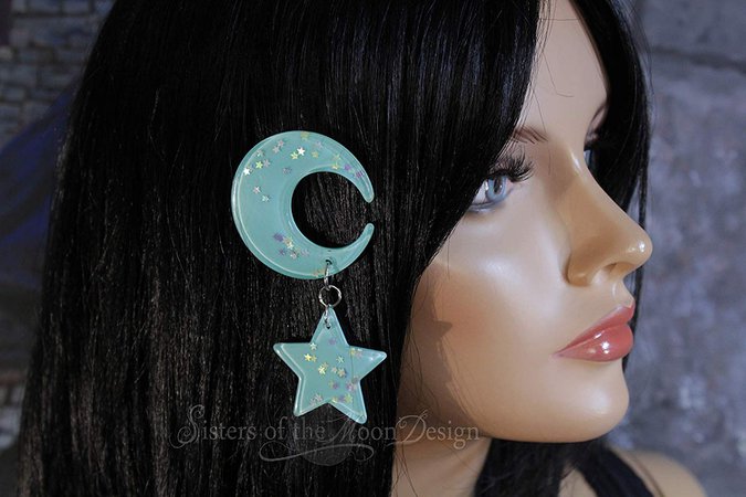 Moon & Star Pastel Goth Hair Clip