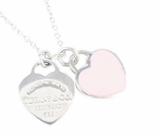 Tiffany & Co Womens Mini Double Heart Tag Pendant Silver / Pink – Luxe  Collective