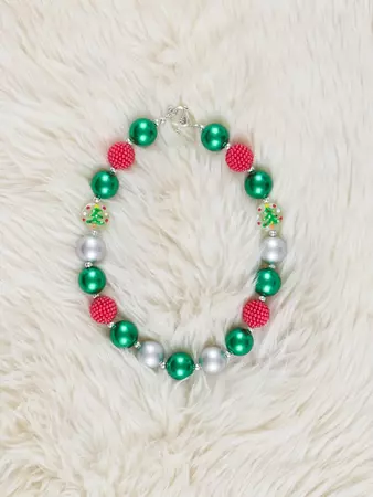 Red & Green Shimmer Bubblegum Necklace – Marie Nicole Clothing