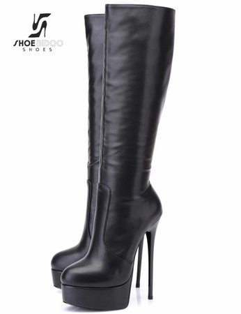 *clipped by @luci-her* Black Giaro high 16cm heeled knee boots
