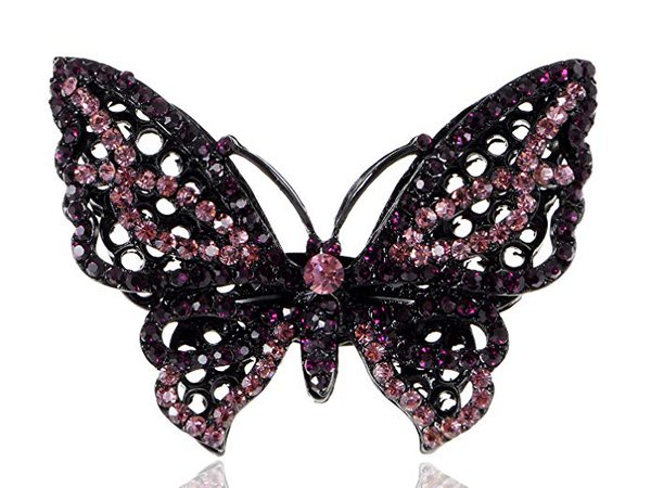 Amazon.com: Alilang Gunmetal Tone Black Purple Pink Rhinestones Butterfly Ring: Jewelry