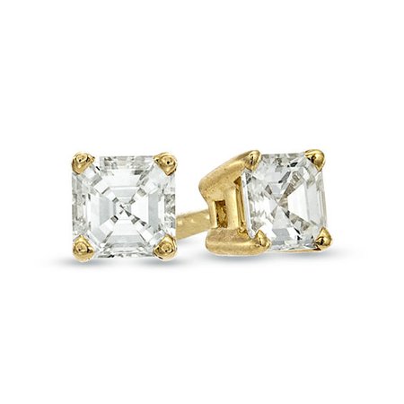 5/8 CT. T.W. Certified Asscher-Cut Diamond Solitaire Stud Earrings in 18K Gold (I/VS2) | Zales